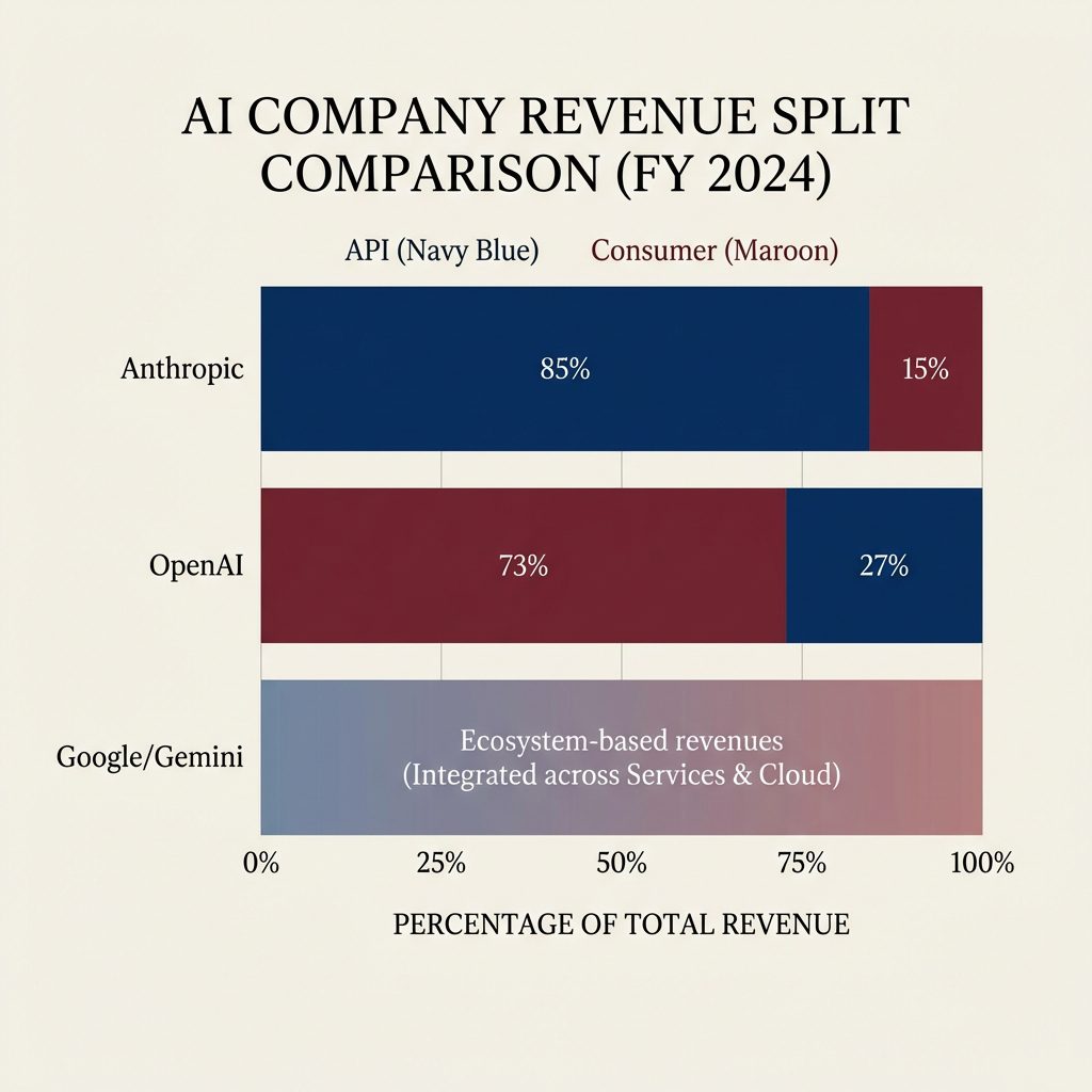 Revenue Split Comparison: Anthropic vs OpenAI vs Gemini