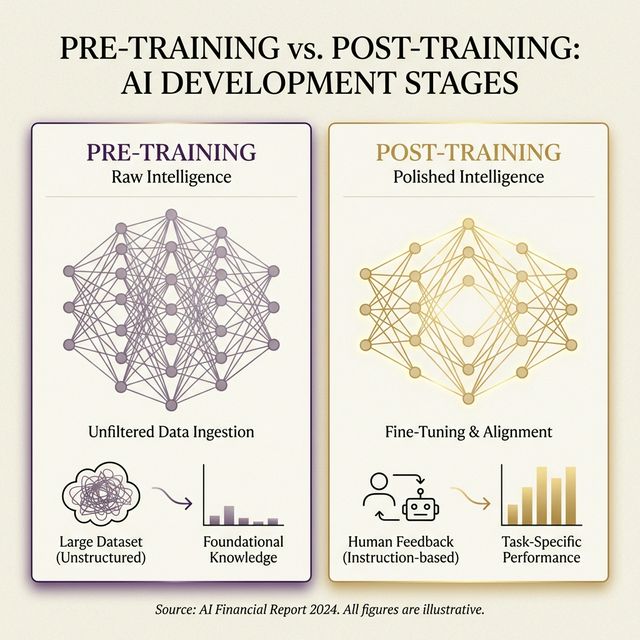 Pre-training vs Post-training AI Development Stages