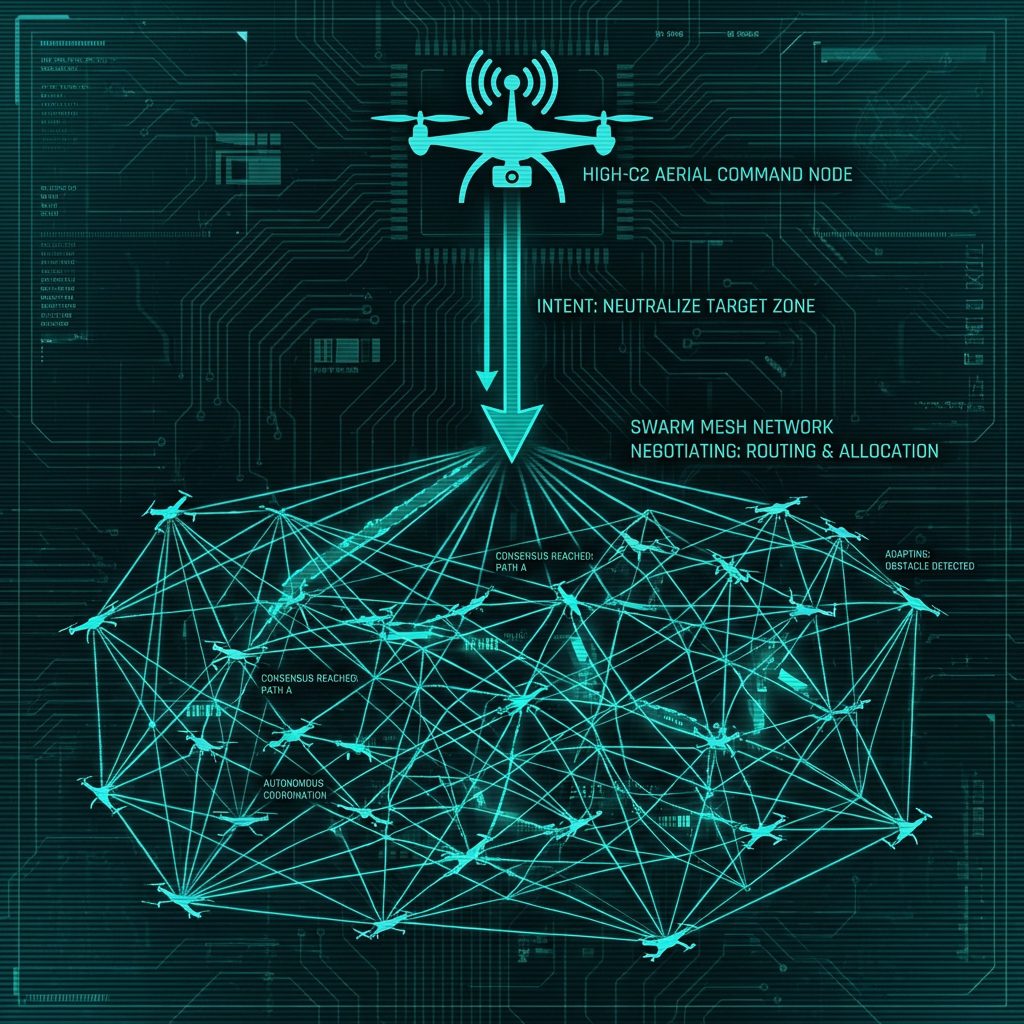 Figure 2: Technical schematic-style visualization of 'Command by Intent' (High-C2) logic.